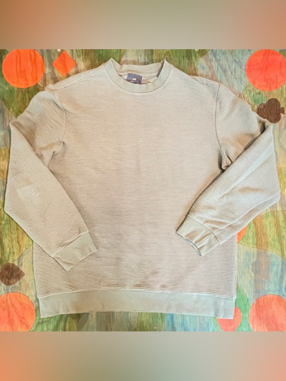 H&M Ribbed-Knit Pullover Sweater Green Regular Fit Mens Size Large Heavyweight